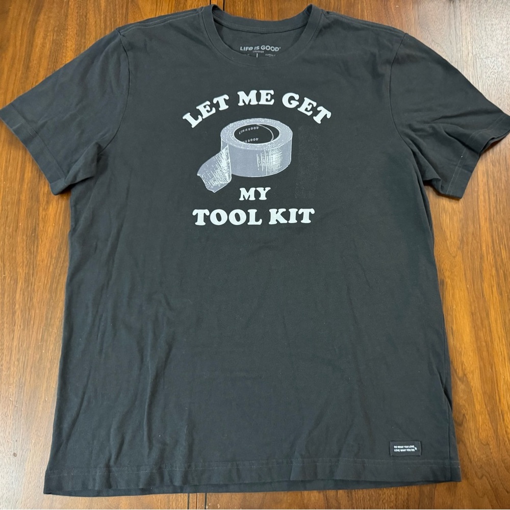 Life Is Good Crusher Tee Shirt Duct Tape Tool Kit size Large